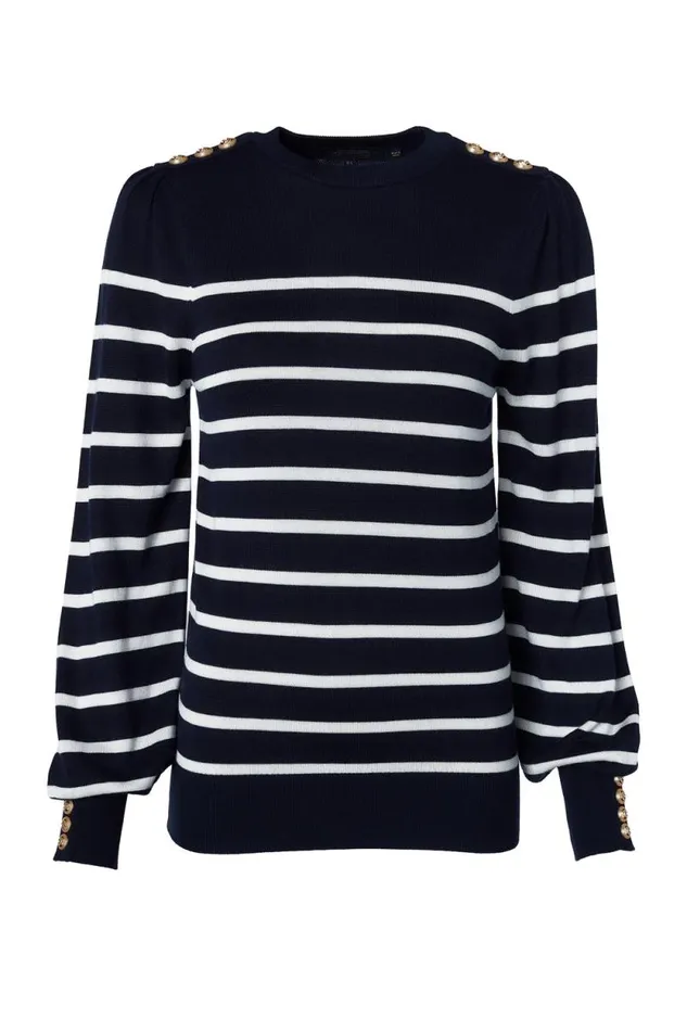 Women Kelsie Crew Neck Knit Ink Navy Stripe Holland Cooper Knitwear Women Kelsie Crew Neck Knit Ink Navy Stripe Holland Cooper Knitwear