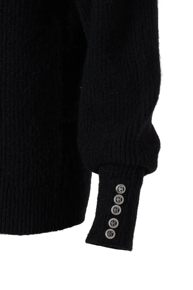 Women Kelsie Rib Embellished Roll Neck Black Holland Cooper Knitwear