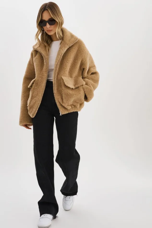 Women KIM Sherpa Jacket Taupe LAMARQUE Sherpa