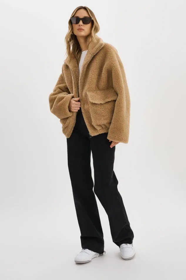 Women KIM Sherpa Jacket Taupe LAMARQUE Sherpa