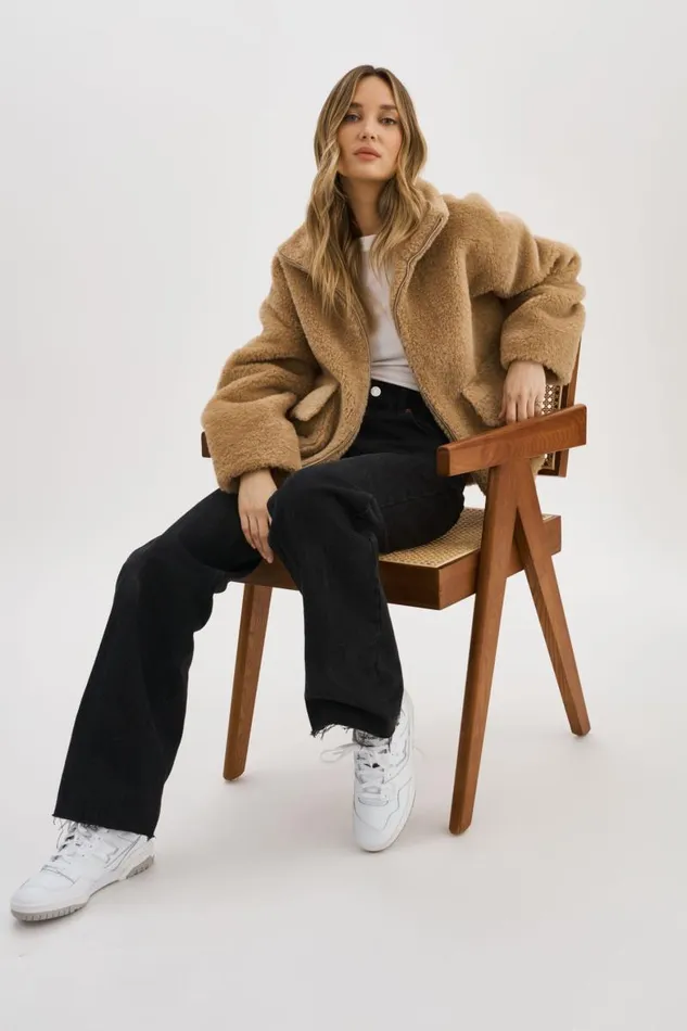 Women KIM Sherpa Jacket Taupe LAMARQUE Sherpa