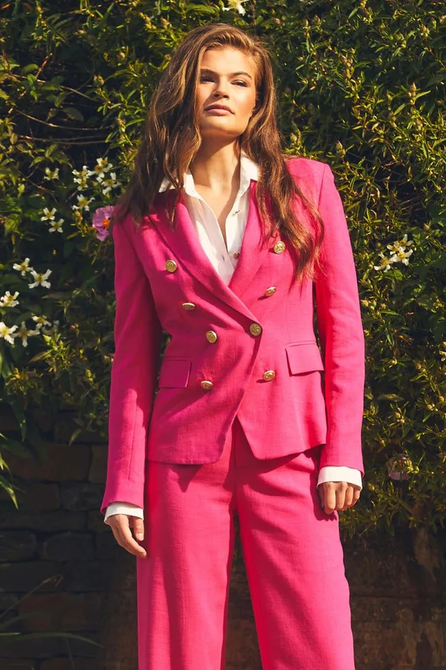 Women Knightsbridge Blazer Hot Pink Linen Holland Cooper Tailoring