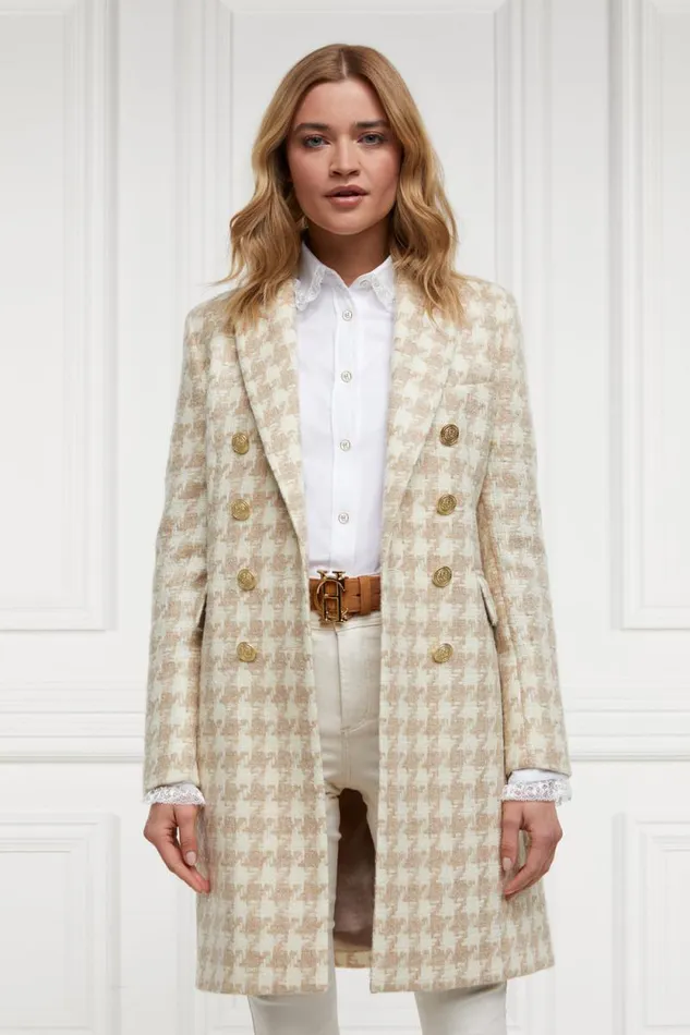 Women Knightsbridge Coat Camel Houndstooth Holland Cooper Tailoring