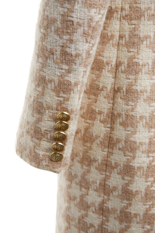 Women Knightsbridge Coat Camel Houndstooth Holland Cooper Tailoring