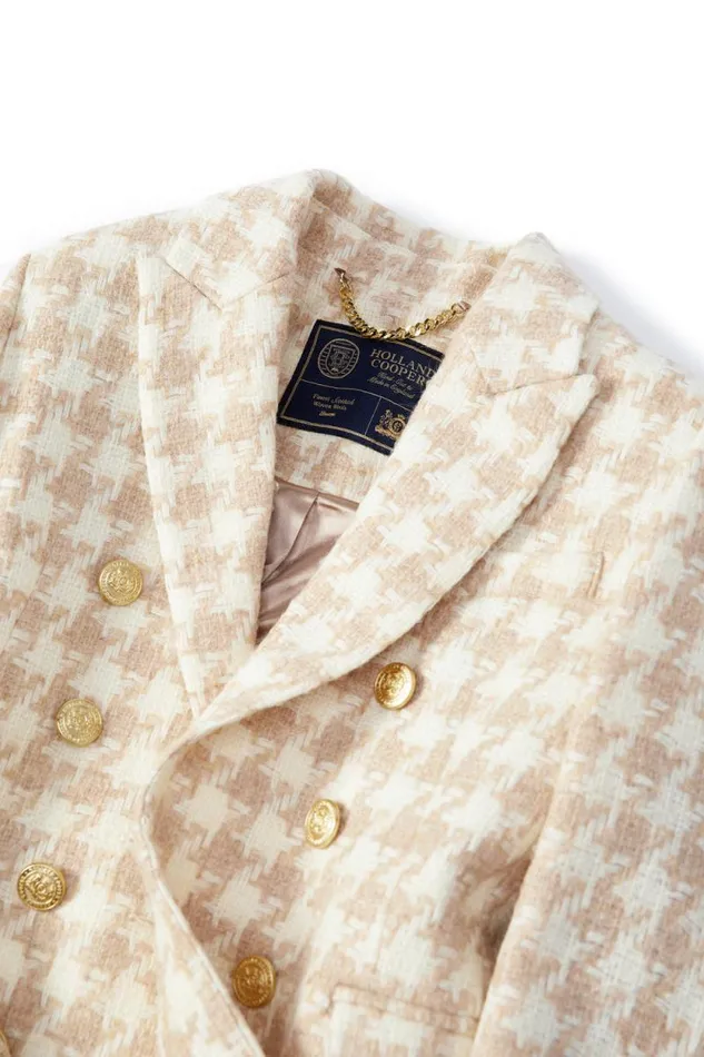 Women Knightsbridge Coat Camel Houndstooth Holland Cooper Tailoring