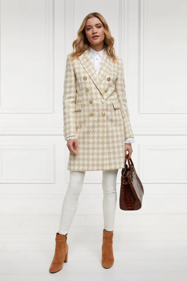 Women Knightsbridge Coat Camel Houndstooth Holland Cooper Tailoring