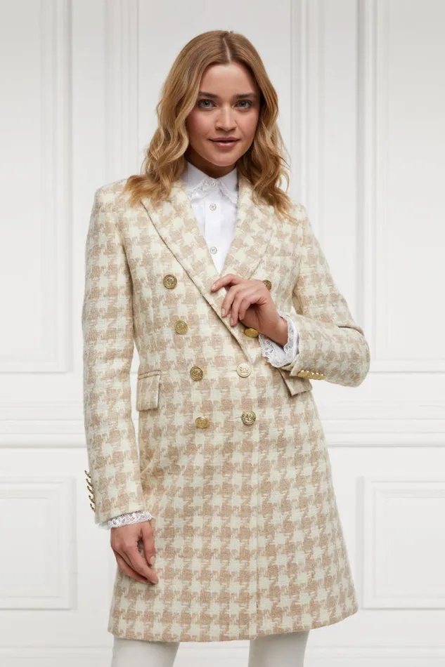 Women Knightsbridge Coat Camel Houndstooth Holland Cooper Tailoring