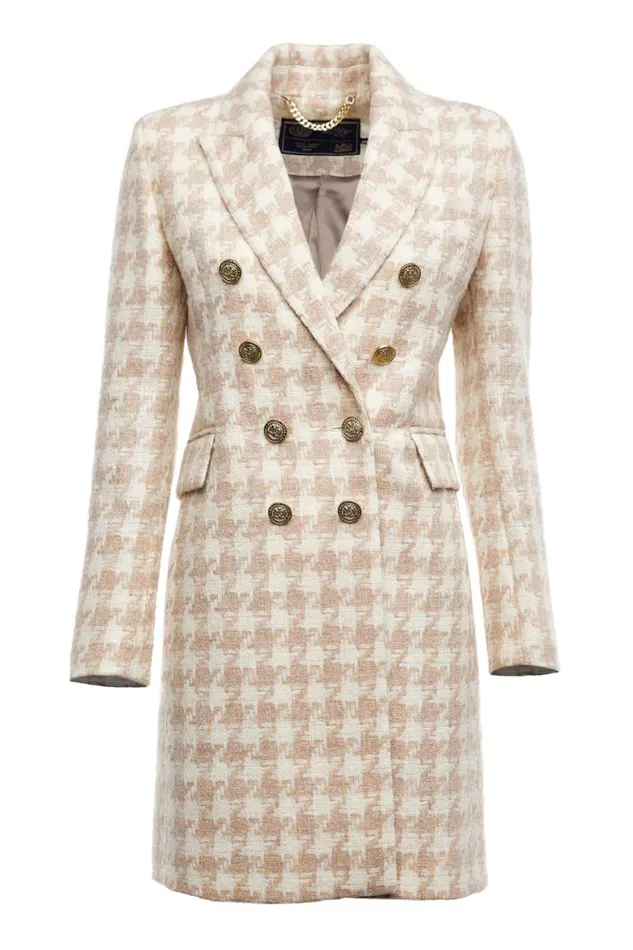 Women Knightsbridge Coat Camel Houndstooth Holland Cooper Tailoring