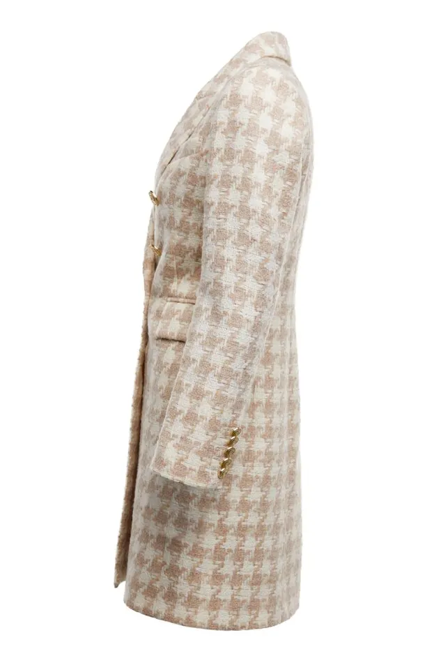 Women Knightsbridge Coat Camel Houndstooth Holland Cooper Tailoring