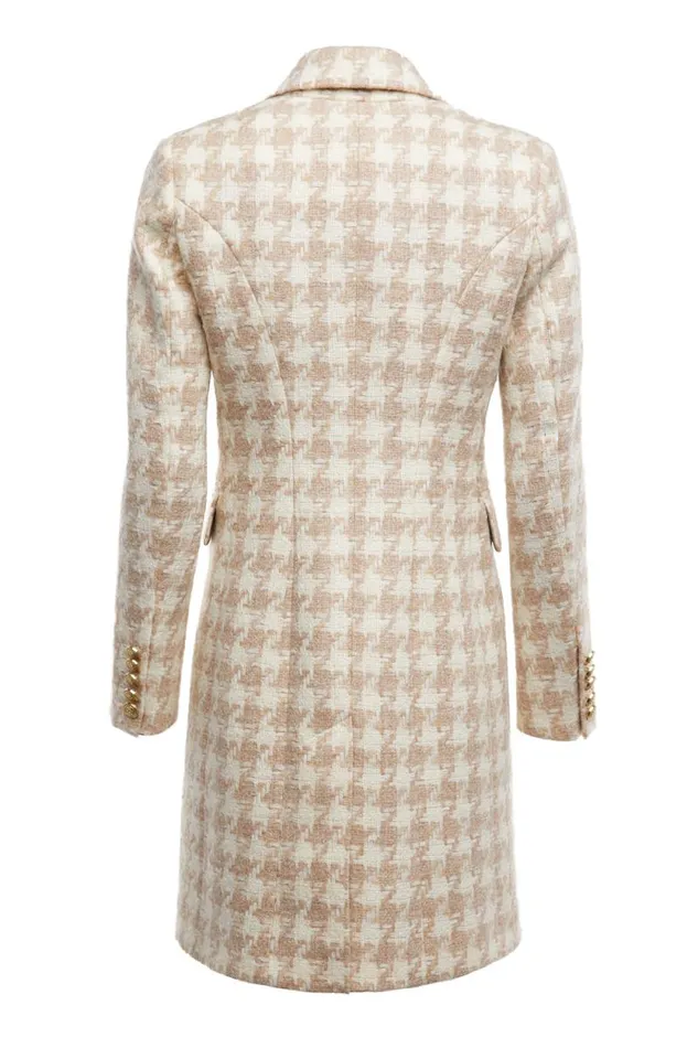 Women Knightsbridge Coat Camel Houndstooth Holland Cooper Tailoring