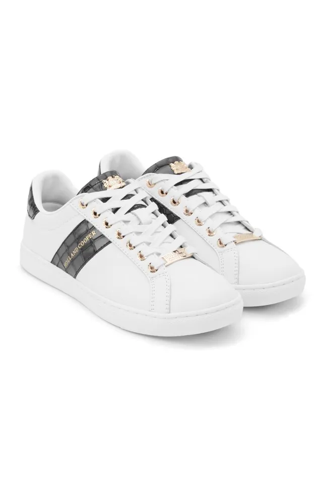 Women Knightsbridge Court Trainer Black Croc Holland Cooper Trainers