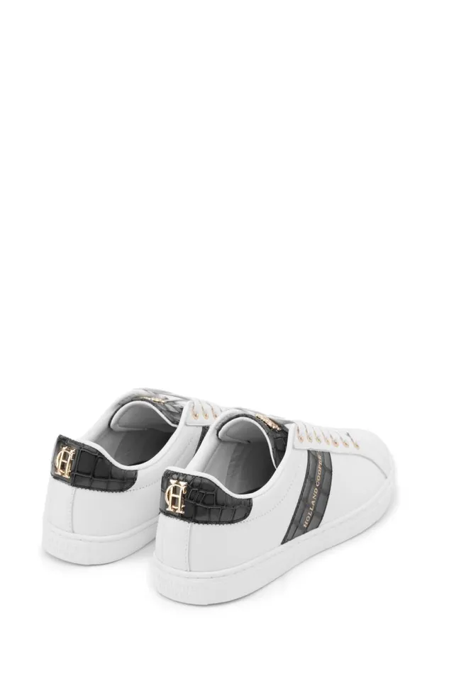 Women Knightsbridge Court Trainer Black Croc Holland Cooper Trainers
