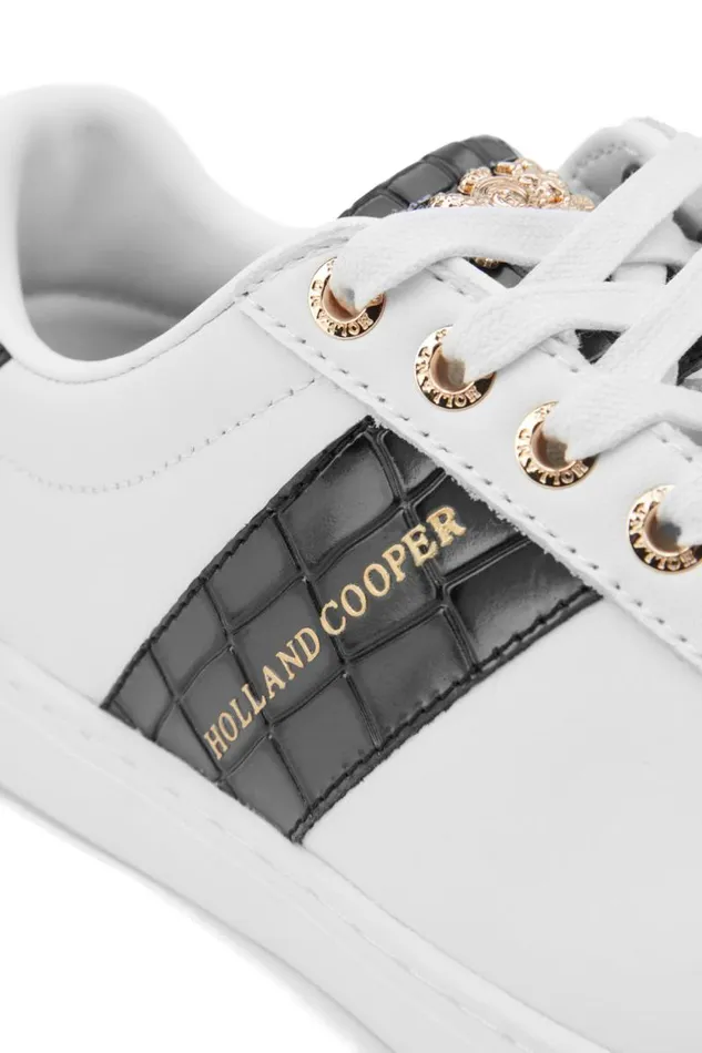 Women Knightsbridge Court Trainer Black Croc Holland Cooper Trainers