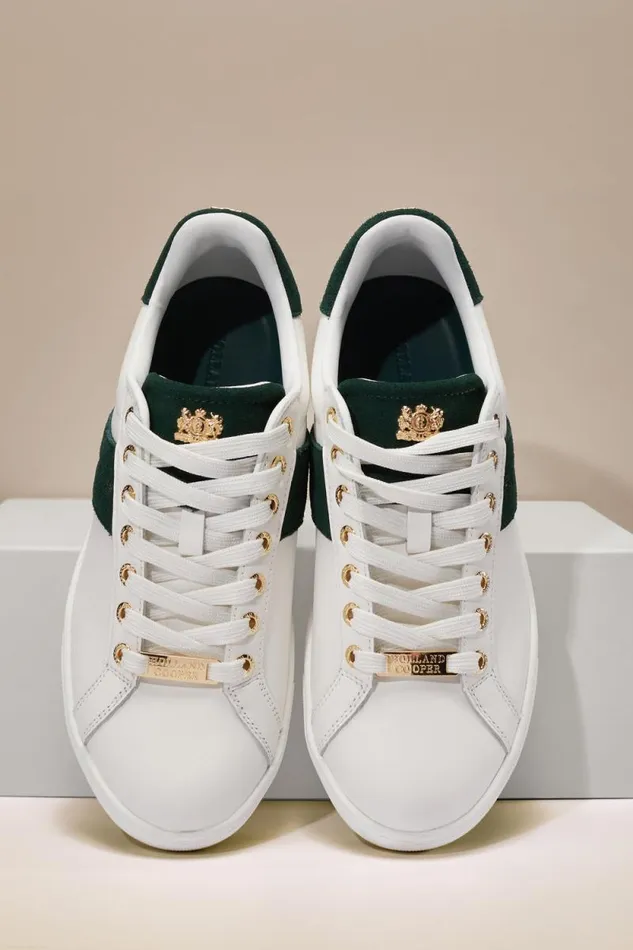 Women Knightsbridge Court Trainer White Racing Green Holland Cooper Trainers