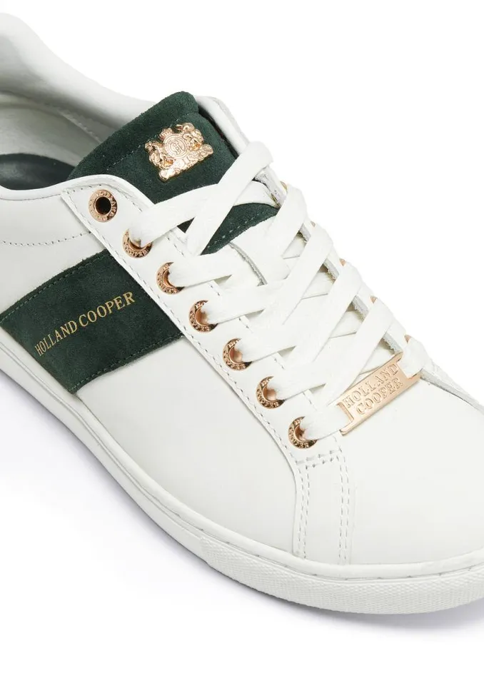 Women Knightsbridge Court Trainer White Racing Green Holland Cooper Trainers Women Knightsbridge Court Trainer White Racing Green Holland Cooper Trainers