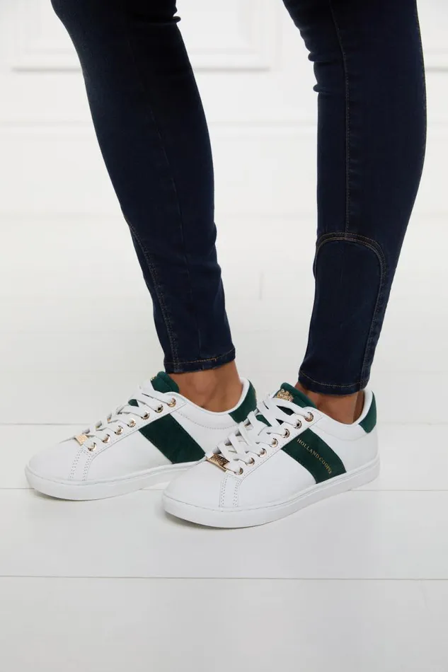 Women Knightsbridge Court Trainer White Racing Green Holland Cooper Trainers Women Knightsbridge Court Trainer White Racing Green Holland Cooper Trainers