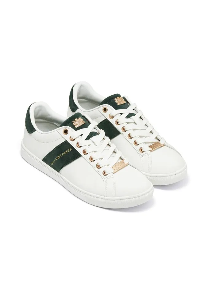 Women Knightsbridge Court Trainer White Racing Green Holland Cooper Trainers Women Knightsbridge Court Trainer White Racing Green Holland Cooper Trainers