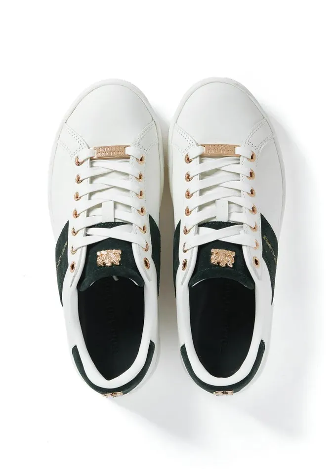 Women Knightsbridge Court Trainer White Racing Green Holland Cooper Trainers Women Knightsbridge Court Trainer White Racing Green Holland Cooper Trainers