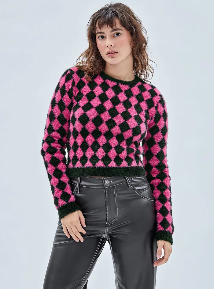Women Knits and Sweaters GUESS Guess Originals Berry Multi Rissa Diamond Jumper