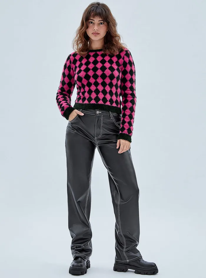 Women Knits and Sweaters GUESS Guess Originals Berry Multi Rissa Diamond Jumper Women Knits and Sweaters GUESS Guess Originals Berry Multi Rissa Diamond Jumper