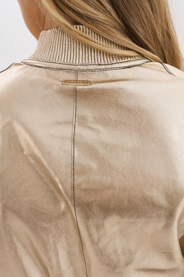 Women KORDELLA Reversible Leather Bomber Jacket Blackgold LAMARQUE Leather Jackets Women KORDELLA Reversible Leather Bomber Jacket Blackgold LAMARQUE Leather Jackets
