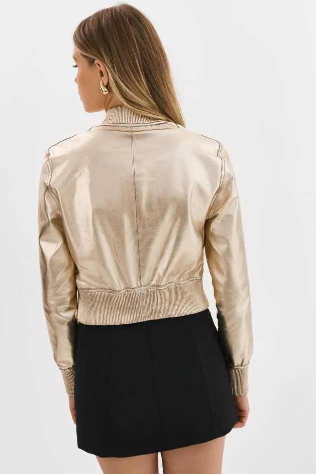 Women KORDELLA Reversible Leather Bomber Jacket Blackgold LAMARQUE Leather Jackets Women KORDELLA Reversible Leather Bomber Jacket Blackgold LAMARQUE Leather Jackets