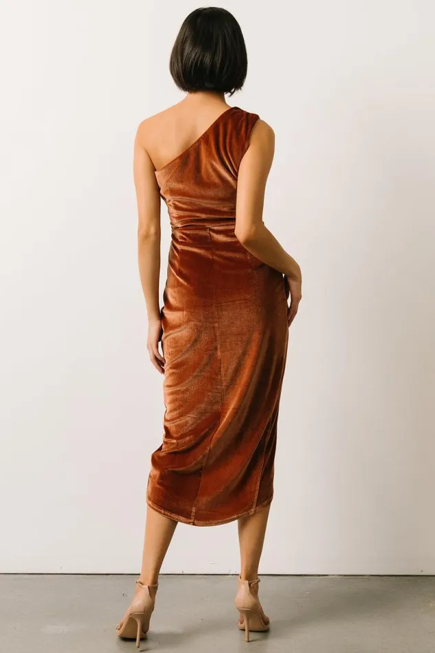 Women Kourtney Velvet One Shoulder Midi Dress Spice Baltic Born Midi Dresses Women Kourtney Velvet One Shoulder Midi Dress Spice Baltic Born Midi Dresses