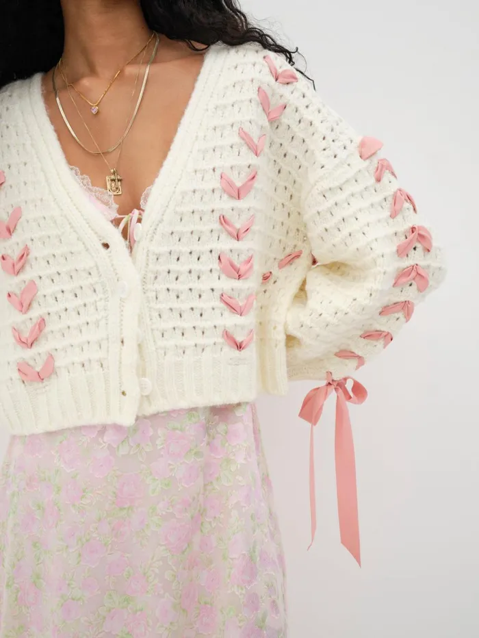 Women Laurel Oversized Cardigan Ivory For Love and Lemons Knitwear Women Laurel Oversized Cardigan Ivory For Love and Lemons Knitwear
