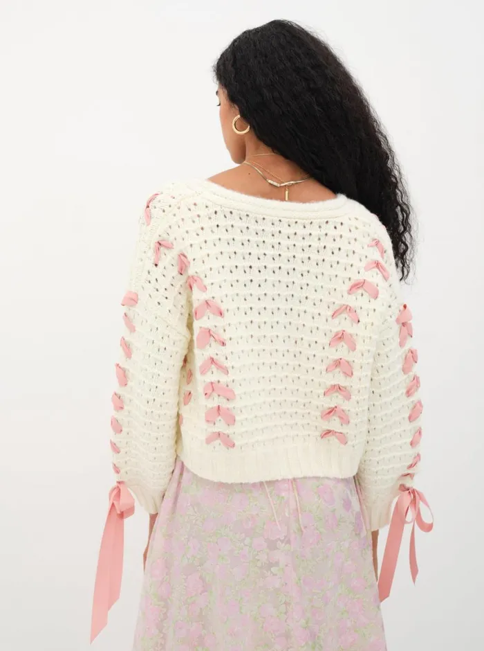 Women Laurel Oversized Cardigan Ivory For Love and Lemons Knitwear Women Laurel Oversized Cardigan Ivory For Love and Lemons Knitwear