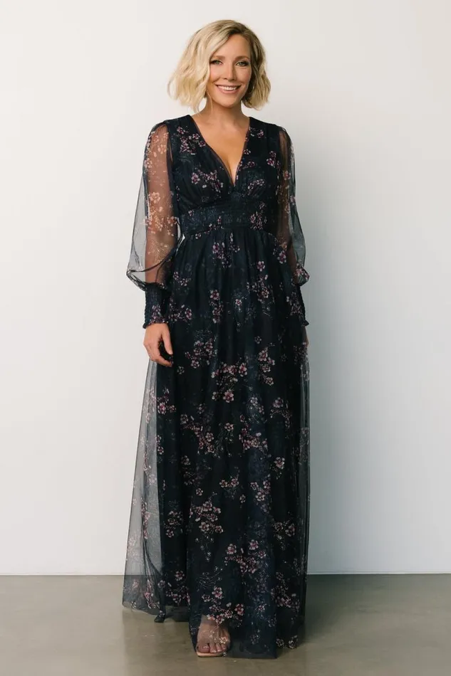 Women Layla Tulle Maxi Dress Metallic Blue Pink Baltic Born Bump Friendly