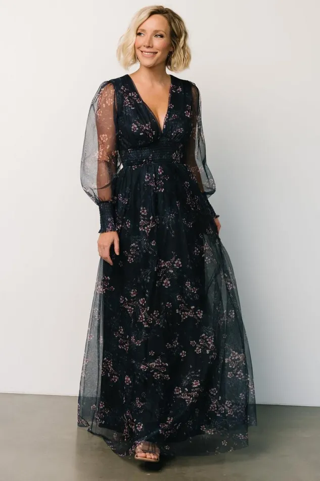 Women Layla Tulle Maxi Dress Metallic Blue Pink Baltic Born Bump Friendly
