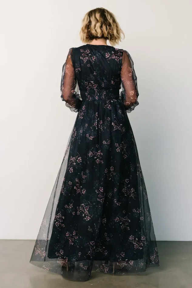 Women Layla Tulle Maxi Dress Metallic Blue Pink Baltic Born Bump Friendly