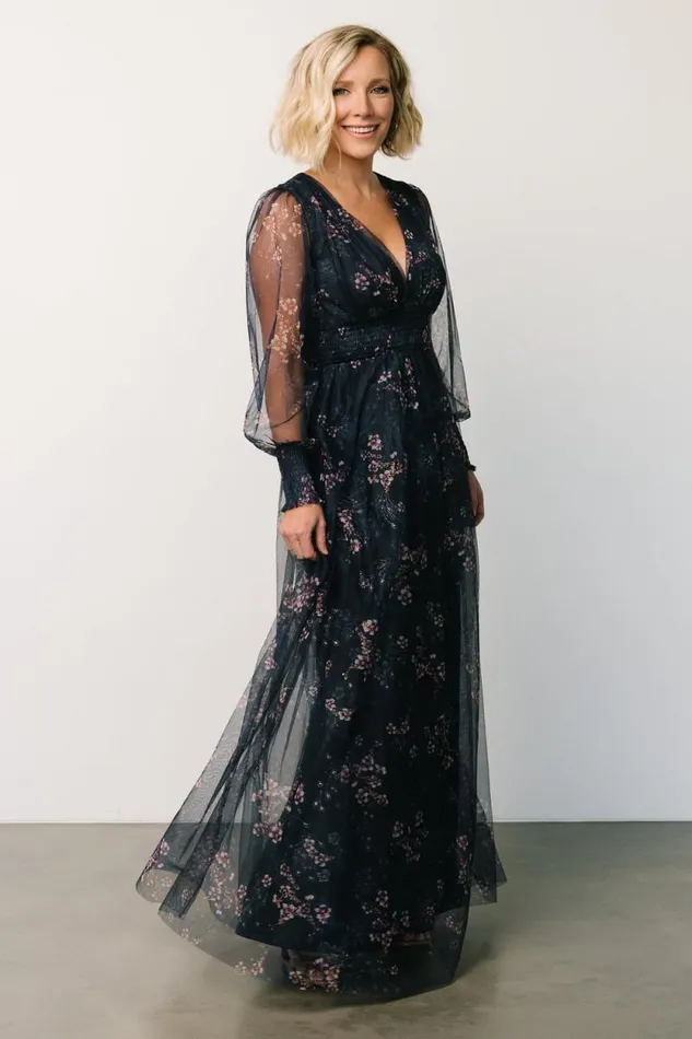 Women Layla Tulle Maxi Dress Metallic Blue Pink Baltic Born Bump Friendly
