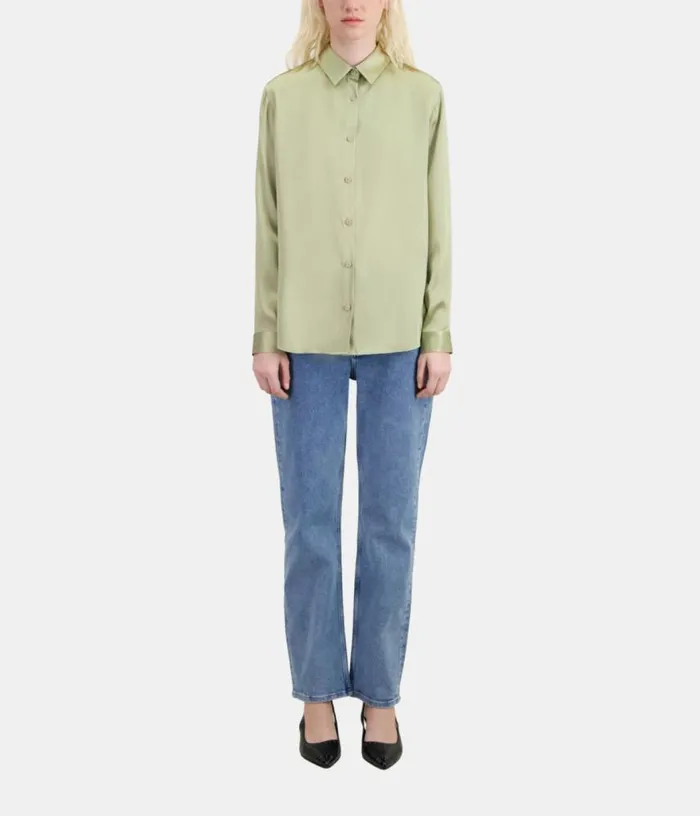 Women Light Green Satin Silk Shirt THE KOOPLES Blouses and Shirts