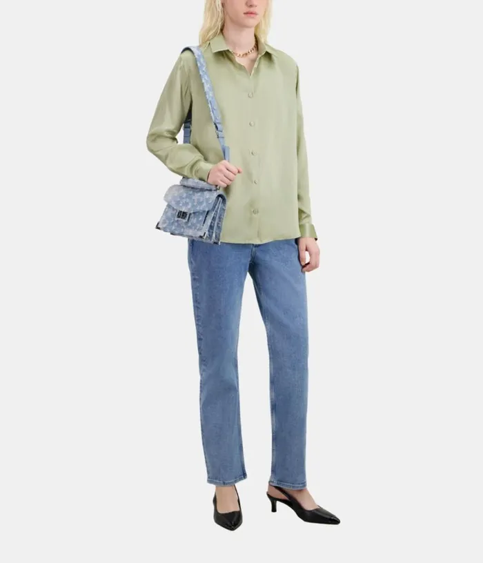 Women Light Green Satin Silk Shirt THE KOOPLES Blouses and Shirts
