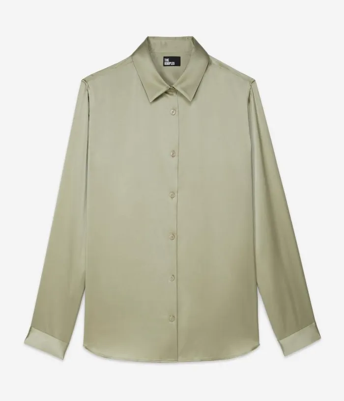 Women Light Green Satin Silk Shirt THE KOOPLES Blouses and Shirts