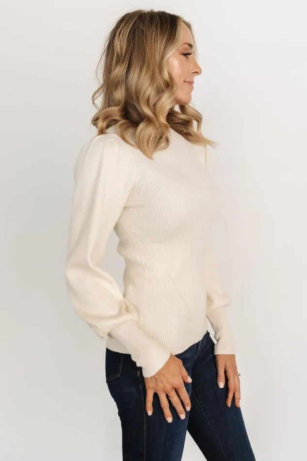 Women Lilou Rib Knit Sweater Ivory Baltic Born Sweaters