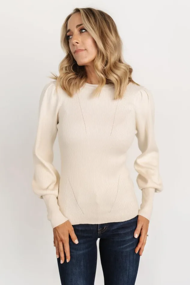 Women Lilou Rib Knit Sweater Ivory Baltic Born Sweaters