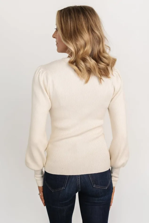 Women Lilou Rib Knit Sweater Ivory Baltic Born Sweaters