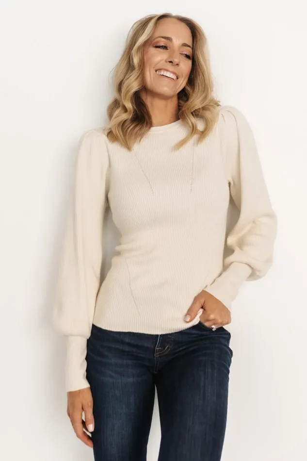 Women Lilou Rib Knit Sweater Ivory Baltic Born Sweaters