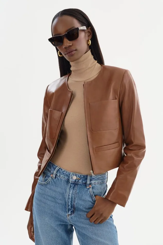 Women LINETTE Leather Jacket Luggage LAMARQUE Leather Jackets Women LINETTE Leather Jacket Luggage LAMARQUE Leather Jackets