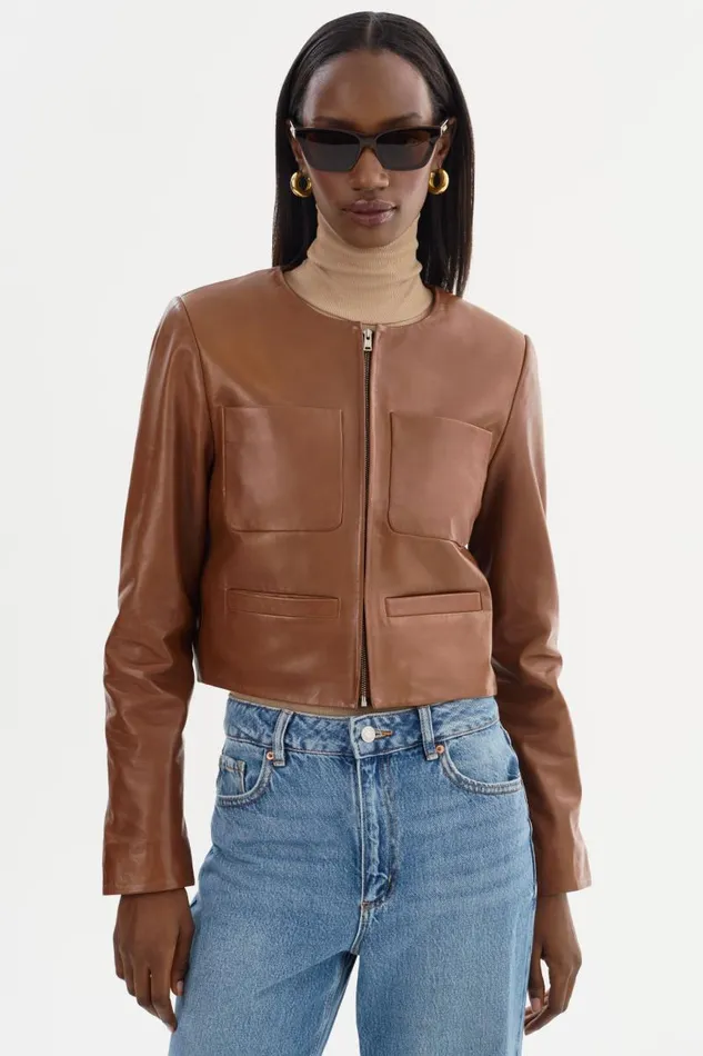 Women LINETTE Leather Jacket Luggage LAMARQUE Leather Jackets Women LINETTE Leather Jacket Luggage LAMARQUE Leather Jackets