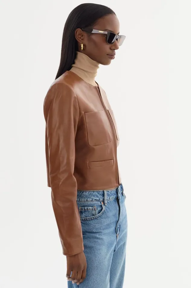 Women LINETTE Leather Jacket Luggage LAMARQUE Leather Jackets Women LINETTE Leather Jacket Luggage LAMARQUE Leather Jackets