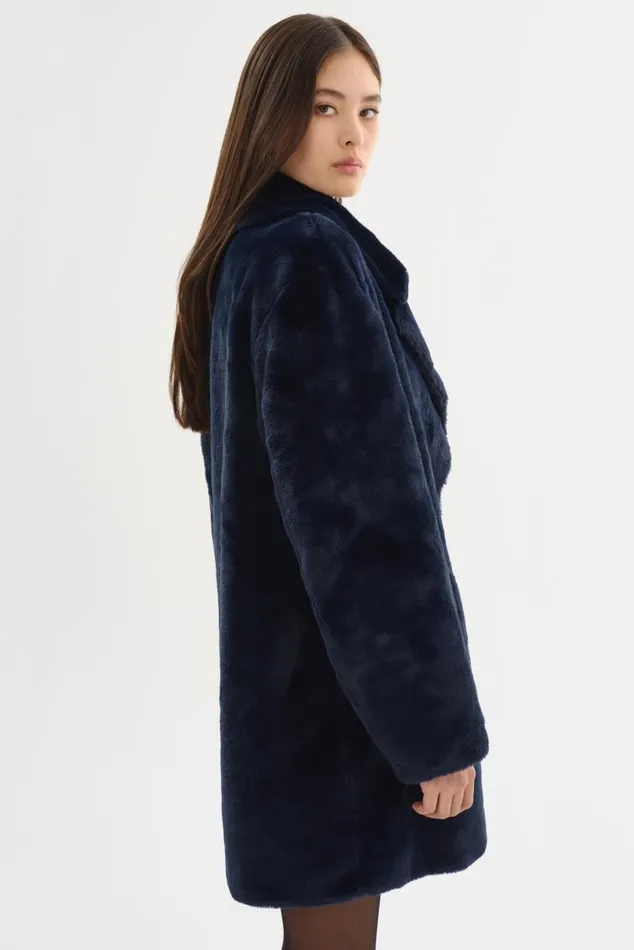 Women LINNEA Faux Fur Coat Dark Navy LAMARQUE Faux Fur