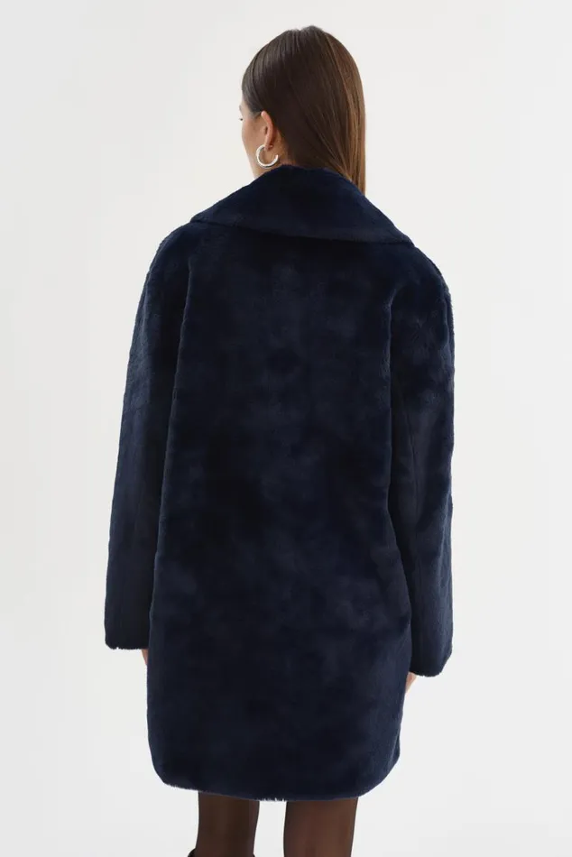 Women LINNEA Faux Fur Coat Dark Navy LAMARQUE Faux Fur