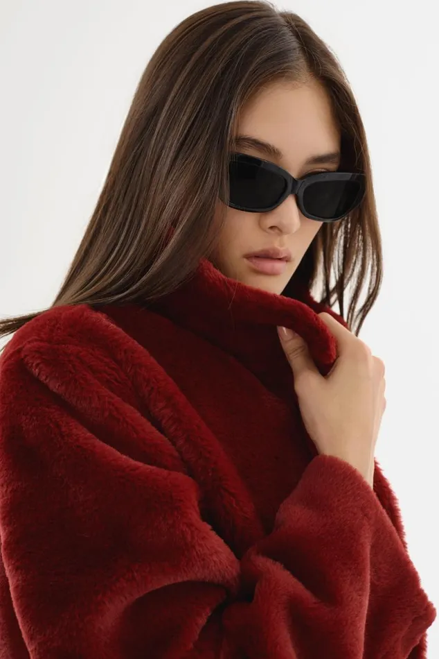 Women LINNEA Faux Fur Coat Maroon LAMARQUE Faux Fur Women LINNEA Faux Fur Coat Maroon LAMARQUE Faux Fur