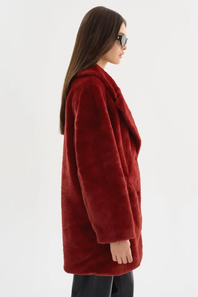 Women LINNEA Faux Fur Coat Maroon LAMARQUE Faux Fur Women LINNEA Faux Fur Coat Maroon LAMARQUE Faux Fur