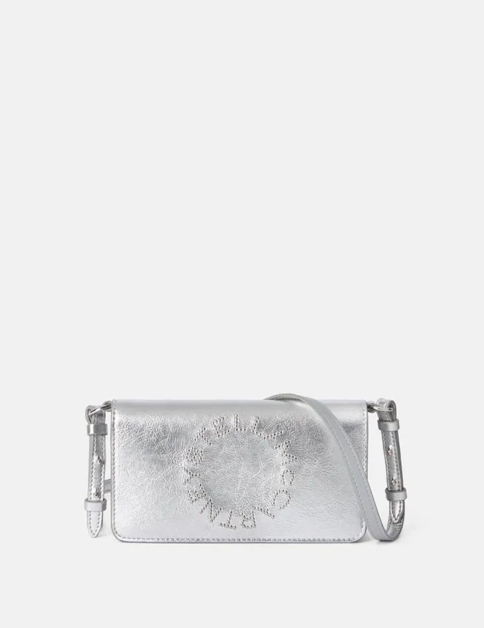 Women Logo Crossbody Wallet Metallic Silver Stella McCartney Crossbody Bags