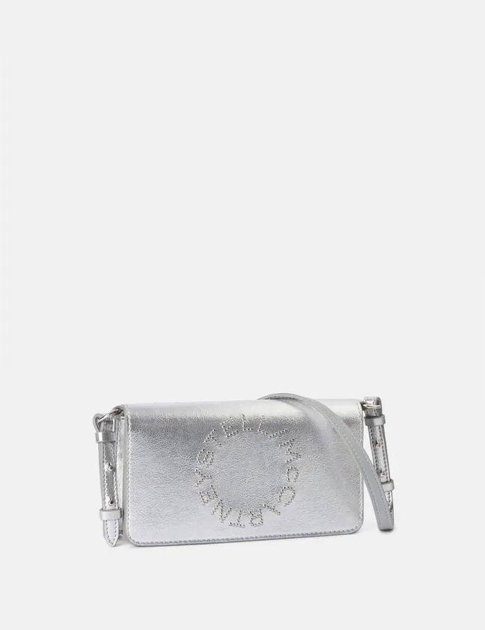 Women Logo Crossbody Wallet Metallic Silver Stella McCartney Crossbody Bags Women Logo Crossbody Wallet Metallic Silver Stella McCartney Crossbody Bags