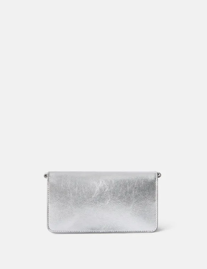 Women Logo Crossbody Wallet Metallic Silver Stella McCartney Crossbody Bags Women Logo Crossbody Wallet Metallic Silver Stella McCartney Crossbody Bags